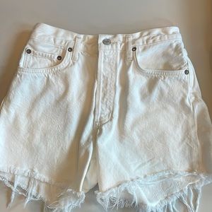 Agolde Reese white cutoff shorts